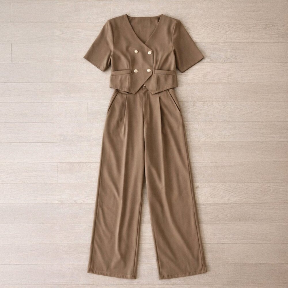 Women's Brown and Tan Suit